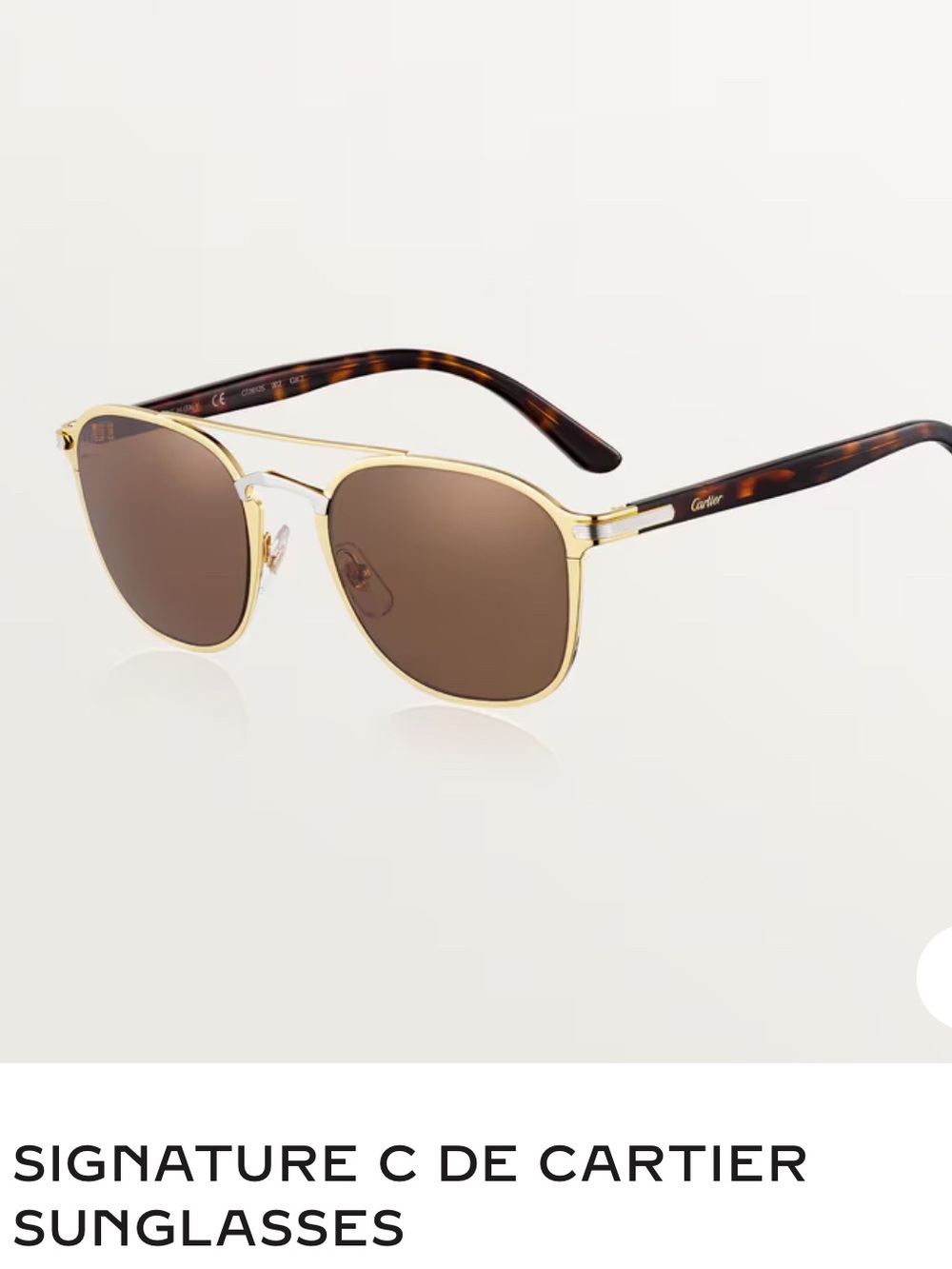 Cartier Gold Frame Sunglasses with Tortoiseshell Temples
